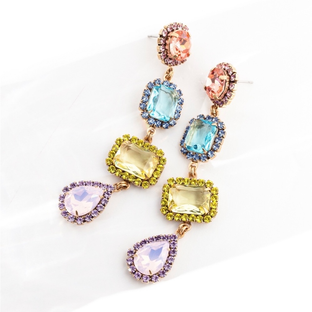 Loren Hope Emily Pastel Multi 4 Drop Earrings NEW $278